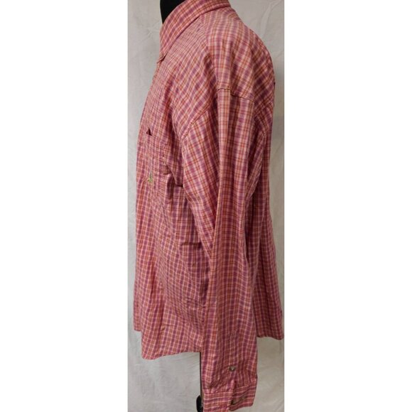 Wrangler Riata Mens XXL Red Mauve Plaid Long Sleeve Button Down Western Shirt - Picture 6 of 11